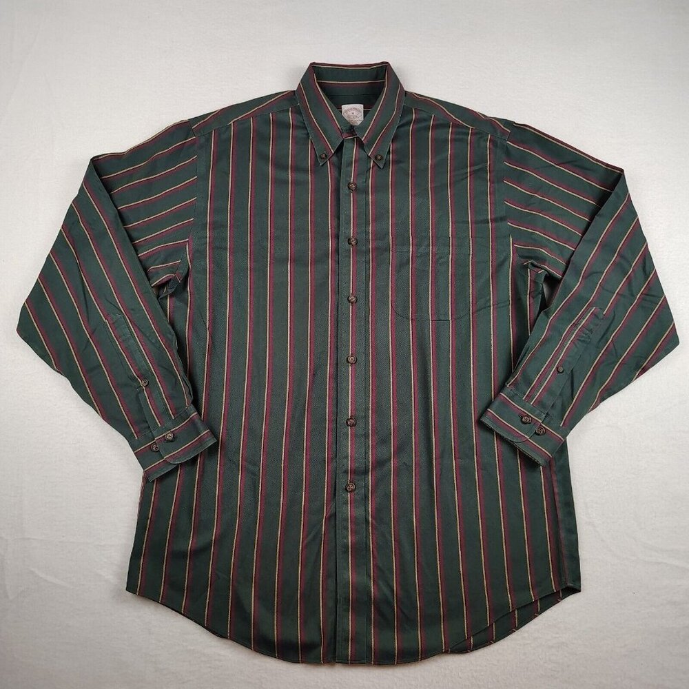 Brooks Brothers Cotton 1818 Black Striped Button Down Shirt Mens Medium